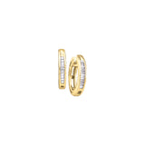 10kt Yellow Gold Womens Baguette Diamond Huggie Hoop Earrings 1/6 Cttw 13510 - shirin-diamonds