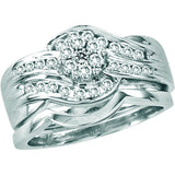 14kt White Gold Womens Round Diamond Bridal Wedding Engagement Ring Band Set 1/2 Cttw 13899 - shirin-diamonds