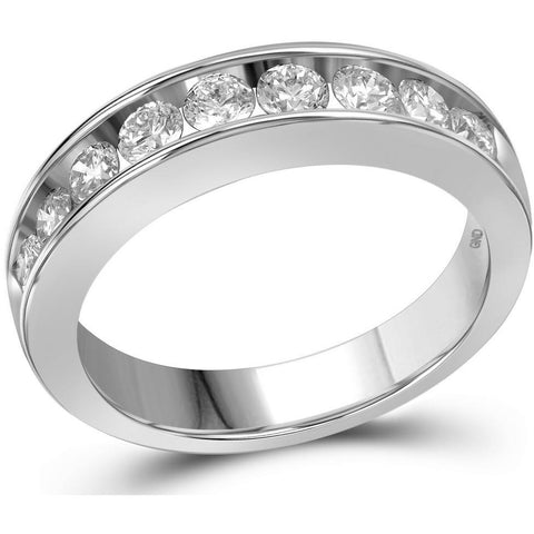14kt White Gold Womens Round Channel-set Diamond Wedding Anniversary Band 1.00 Cttw 13918 - shirin-diamonds