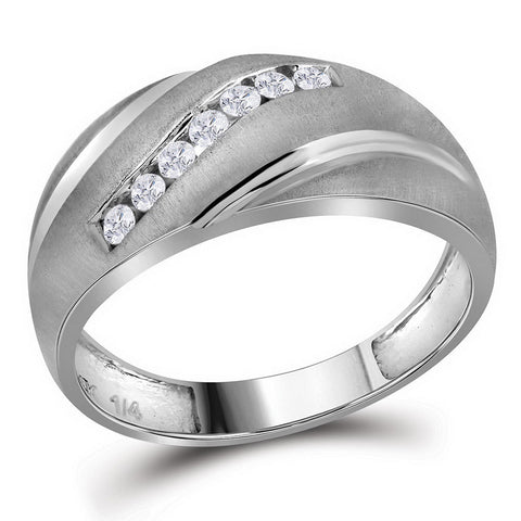 10kt White Gold Mens Round Channel-set Diamond Wedding Anniversary Band Ring 1/4 Cttw 13956 - shirin-diamonds