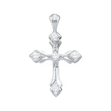 10kt White Gold Womens Round Diamond Cross Faith Pendant 1/10 Cttw 14058 - shirin-diamonds