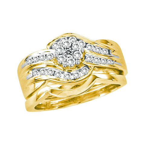 14kt Yellow Gold Womens Round Diamond Bridal Wedding Engagement Ring Band Set 1/2 Cttw 14151 - shirin-diamonds