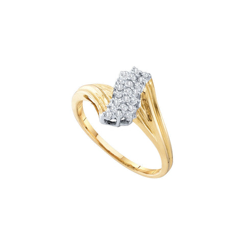 10kt Yellow Gold Womens Round Prong-set Diamond Contoured Cluster Ring 1/6 Cttw 14536 - shirin-diamonds