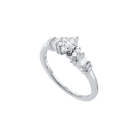 14kt White Gold Womens Marquise Diamond Solitaire Promise Bridal Ring 1/5 Cttw 14895 - shirin-diamonds