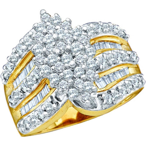 10kt Yellow Gold Womens Round Diamond Oval-shape Cluster Ring 1.00 Cttw 15003 - shirin-diamonds