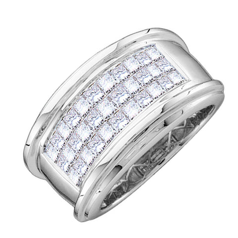 14kt White Gold Mens Princess Diamond Comfort Wedding Anniversary Band Ring 1/2 Cttw 15131 - shirin-diamonds