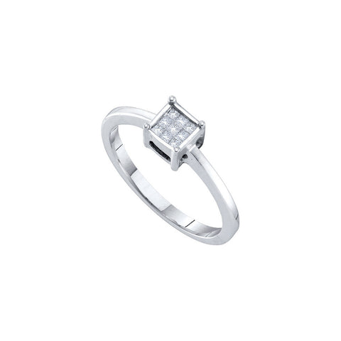 14kt White Gold Womens Princess Diamond Cluster Bridal Wedding Engagement Ring 1/8 Cttw 15355 - shirin-diamonds