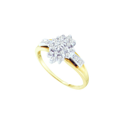 10kt Yellow Gold Womens Round Prong-set Diamond Oval Cluster Ring 1/4 Cttw 15473 - shirin-diamonds