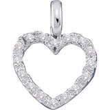 10kt White Gold Womens Round Diamond Heart Love Pendant 1/10 Cttw 15545 - shirin-diamonds