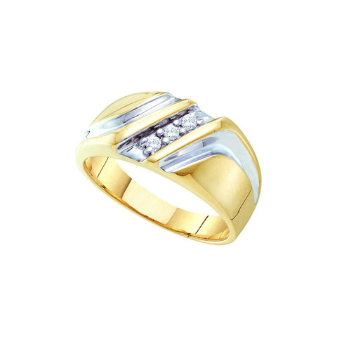 10kt Yellow Two-tone Gold Mens Round Diamond Wedding Anniversary Band Ring 1/10 Cttw 15681 - shirin-diamonds
