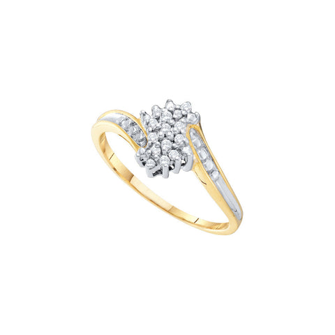 10kt Two-tone Gold Womens Round Diamond Cluster Ring 1/10 Cttw 15864 - shirin-diamonds