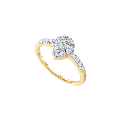 10kt Yellow Gold Womens Round Diamond Slender Teardrop Cluster Ring 1/5 Cttw 15888 - shirin-diamonds