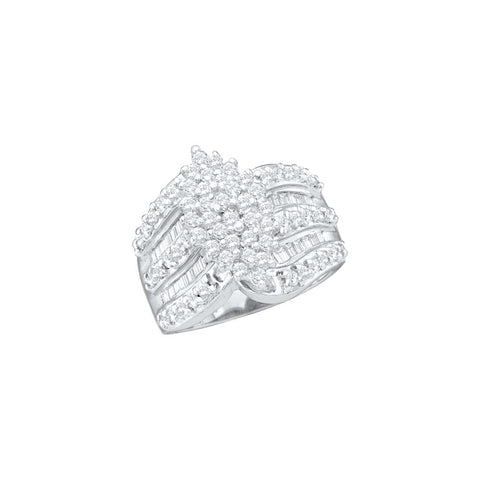 10kt White Gold Womens Round Diamond Oval-shape Cluster Ring 1.00 Cttw 16348 - shirin-diamonds