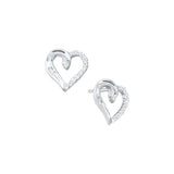 10kt White Gold Womens Round Diamond Heart Love Stud Earrings 1/6 Cttw 16354 - shirin-diamonds