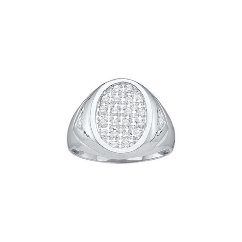 10kt White Gold Mens Round Diamond Oval Cluster Ring 1/4 Cttw 16376 - shirin-diamonds