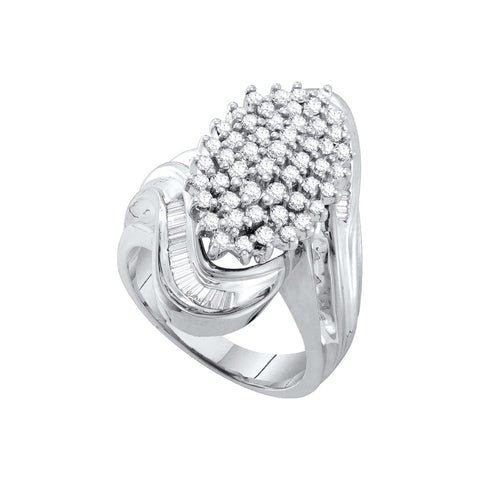10kt White Gold Womens Round Diamond Wide Cluster Ring 1.00 Cttw 16752 - shirin-diamonds