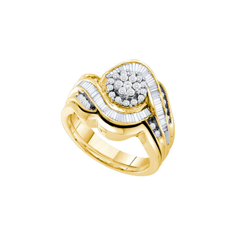 14kt Yellow Gold Womens Round Diamond Cluster Bridal Wedding Engagement Ring Band Set 3/4 Cttw 16931 - shirin-diamonds