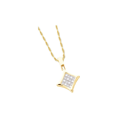 14kt Yellow Gold Womens Princess Diamond Square Kite Cluster Pendant 1/2 Cttw 16959 - shirin-diamonds