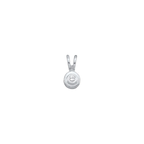 10kt White Gold Womens Round Diamond Solitaire Pendant .03 Cttw 18141 - shirin-diamonds