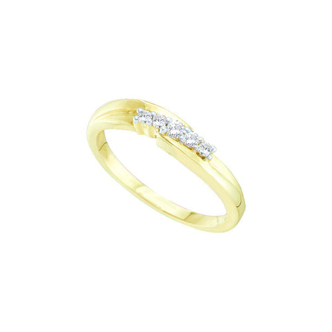 10kt Yellow Gold Womens Round Diamond 5-stone Simple Band 1/8 Cttw 18389 - shirin-diamonds
