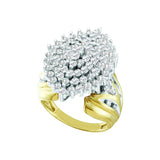 10kt Yellow Gold Womens Round Prong-set Diamond Large Oval Cluster Ring 2.00 Cttw 18466 - shirin-diamonds