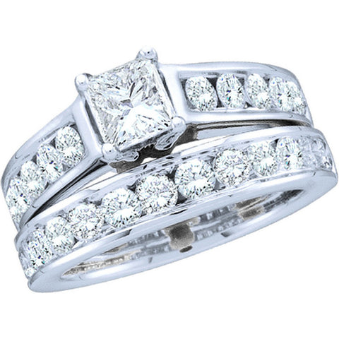 14kt White Gold Womens Princess Diamond Solitaire Bridal Wedding Engagement Ring Band Set 1.00 Cttw 18505 - shirin-diamonds
