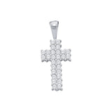 14kt White Gold Womens Round Diamond Cross Faith Pendant 1/4 Cttw 18597 - shirin-diamonds