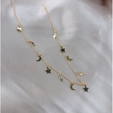 moon, star & lightning bolt dangly necklace