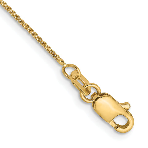 14K .8mm Spiga (Wheat) Chain Anklet 9 Inches