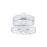 10kt White Gold His & Hers Round Diamond Claddagh Matching Bridal Wedding Ring Band Set 1/8 Cttw 20359 - shirin-diamonds