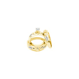 10k Yellow Gold Diamond Matching Claddagh Mens Womens His & Hers Trio Wedding Ring Set 1/8 Cttw 20360 - shirin-diamonds