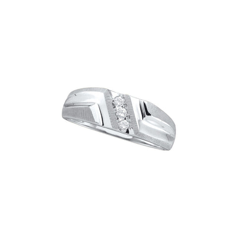 10kt White Gold Mens Round Diamond Band Wedding Anniversary Ring 1/10 Cttw 20380 - shirin-diamonds