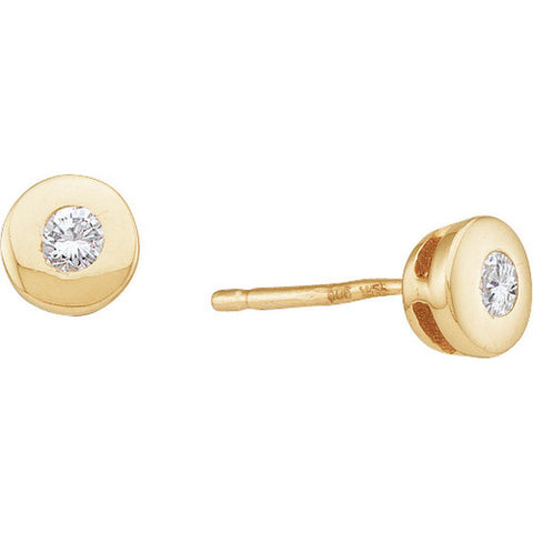 14kt Yellow Gold Womens Round Diamond Solitaire Screwback Stud Earrings 1/10 Cttw 20397 - shirin-diamonds