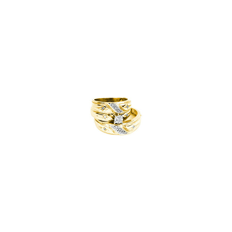 14kt Yellow Gold His & Hers Round Diamond Solitaire Matching Bridal Wedding Ring Band Set 1/6 Cttw 20782 - shirin-diamonds