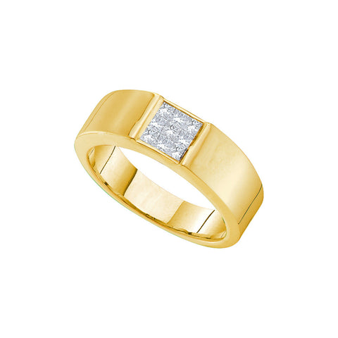 14k Yellow Gold Princess Diamond Mens Wedding Anniversary Band Ring 1/2 Cttw 20787 - shirin-diamonds