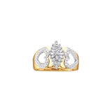 14kt Yellow Gold Womens Round Diamond Double Heart Cluster Ring 1/8 Cttw 20835 - shirin-diamonds