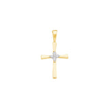 14kt Yellow Gold Womens Round Diamond Cluster Small Cross Faith Pendant 1/20 Cttw 20871 - shirin-diamonds