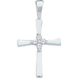 14kt White Gold Womens Round Diamond Cluster Small Cross Faith Pendant 1/20 Cttw 20872 - shirin-diamonds