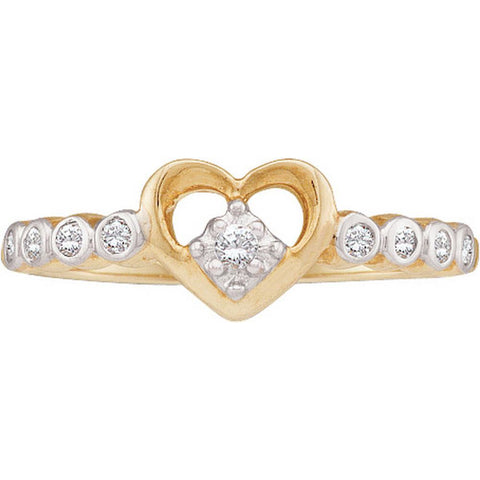 10kt Yellow Gold Womens Round Diamond Slender Heart Ring 1/10 Cttw 21529 - shirin-diamonds