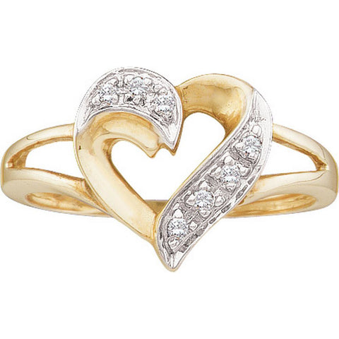 10kt Yellow Gold Womens Round Diamond Split-shank Heart Ring 1/20 Cttw 21530 - shirin-diamonds