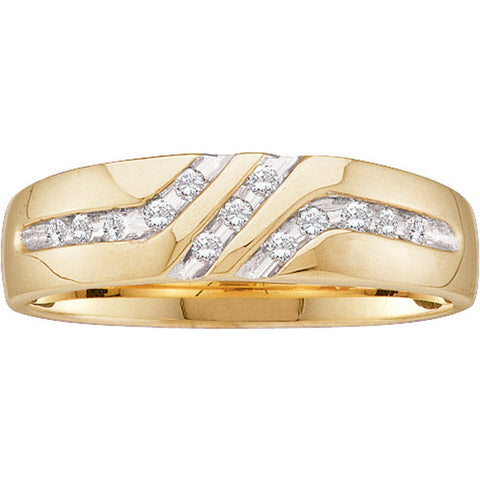 10kt Yellow Gold Mens Round Channel-set Diamond Triple Row Wedding Band Ring 1/8 Cttw 21606 - shirin-diamonds