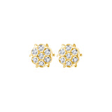 10kt Yellow Gold Womens Round Prong-set Diamond Cluster Stud Earrings 1/20 Cttw 21609 - shirin-diamonds