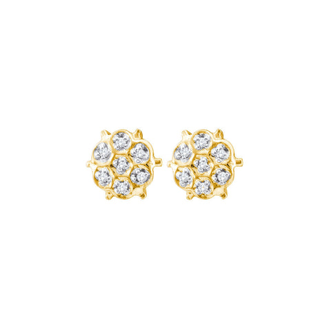 10kt Yellow Gold Womens Round Prong-set Diamond Cluster Stud Earrings 1/20 Cttw 21609 - shirin-diamonds