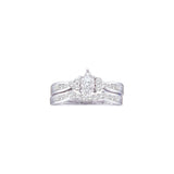 14kt White Gold Womens Marquise Diamond Bridal Wedding Engagement Ring Band Set 1/2 Cttw 21871 - shirin-diamonds