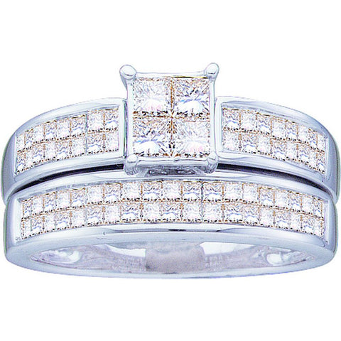 14kt White Gold Womens Princess Diamond Bridal Wedding Engagement Ring Band Set 5/8 Cttw 21877 - shirin-diamonds