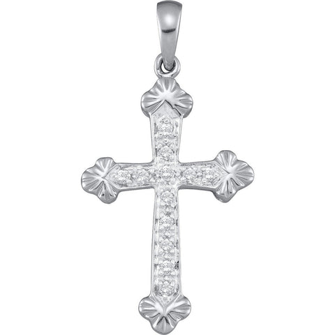 10kt White Gold Womens Round Diamond Cross Faith Pendant 1/6 Cttw 21964 - shirin-diamonds