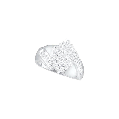 14kt White Gold Womens Round Diamond Cluster Ring 1/2 Cttw 22494 - shirin-diamonds