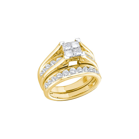 14kt Yellow Gold Womens Princess Diamond Bridal Wedding Engagement Ring Band Set 1.00 Cttw 22583 - shirin-diamonds