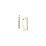 10kt Yellow Gold Womens Round Diamond Rectangle Notched-post Hoop Earrings 1/20 Cttw 22598 - shirin-diamonds
