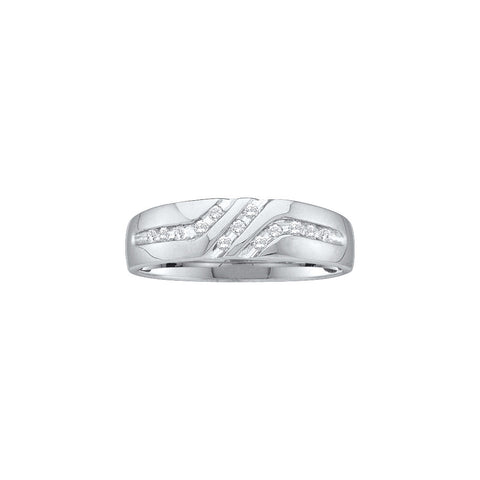 14kt White Gold Mens Round Diamond 5mm Wedding Anniversary Band Ring 1/8 Cttw 22605 - shirin-diamonds